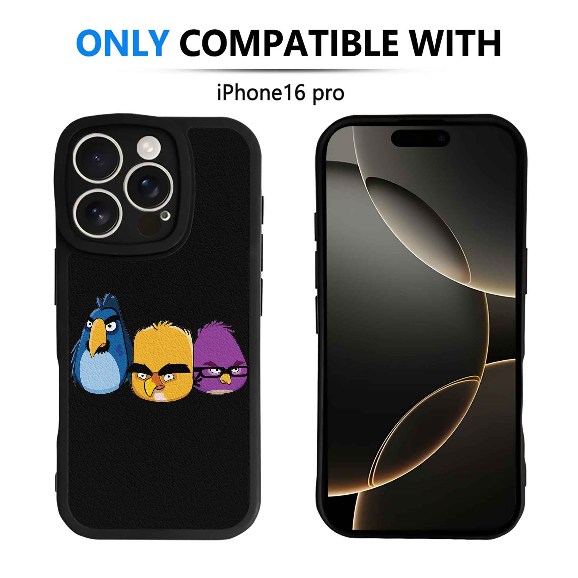 （画像用） Angry Birds アングリーバード 【iPhone 16シリーズ対応】シリコンスマホケース（レザー調） 材質：シリコン